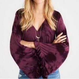 American Eagle Soft & Sexy stretch wrap bell sleeve top XS